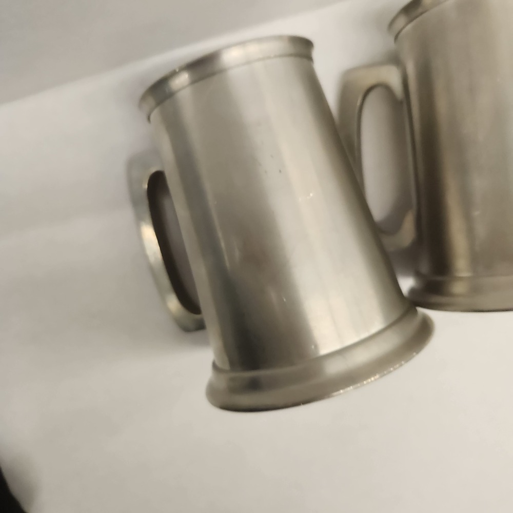Set of 2 Selmark Pewter Tankards Barware Mugs Vintage Drinkware "glass" bottom - Picture 4 of 10